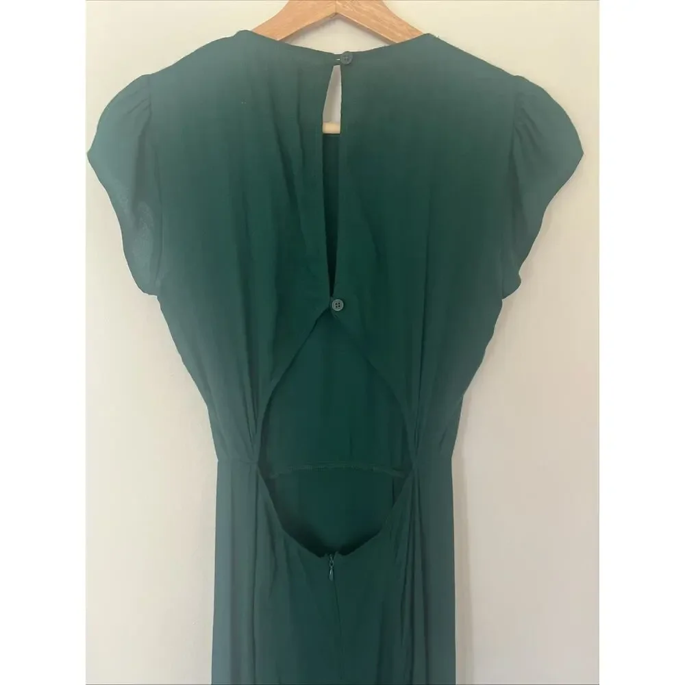 Reformation Gavin Dress Size 0 Forest Green Midi Maxi - Picture 4 of 7